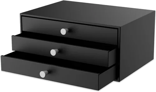 Svartur Cajones de metal para escritorio, organizador de mesa pequeño con organizador de almacenamiento de 3 cajones para archivos A4, organización