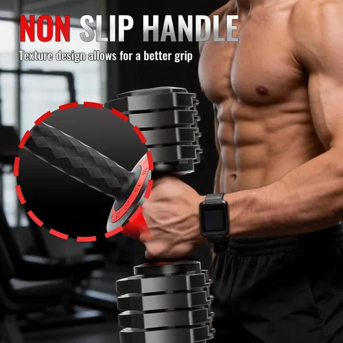 Miniatura 6 de WHATAFIT 2026 Upgrade 25LB Adjustable Dumbbell, 5-in-1 Fast Weight Change with Anti-Slip Handle & Tray, Single Dumbbell for Full Body Workout