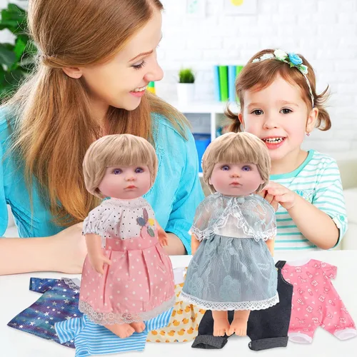 Miniatura 8 de Regalo de ropa y accesorios para muñecas: 8 piezas de ropa de muñeca Alive-Baby para muñecas de 12 pulgadas, 6 juegos completos de ropa de vestidos