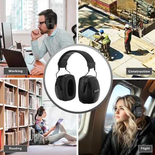 Miniatura 6 de ProCase - Orejeras con cancelación de ruido SNR 33dB, auriculares de protección auditiva para adultos, orejeras insonorizadas para trabajo, corte
