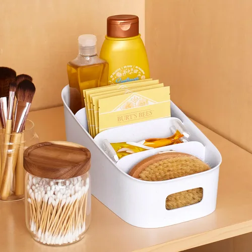 Miniatura 8 de YouCopia ShelfBin - Organizador de paquetes, contenedor dividido elevado de 4 niveles en escalera, organizador de almacenamiento sin BPA