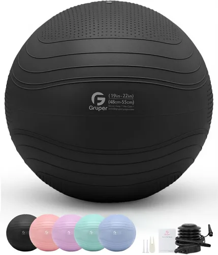 Miniatura 20 de Gruper Pelota de yoga, pelota de ejercicio extra gruesa para entrenamiento y estabilidad durante el embarazo, 4 tamaños, pelota de equilibrio