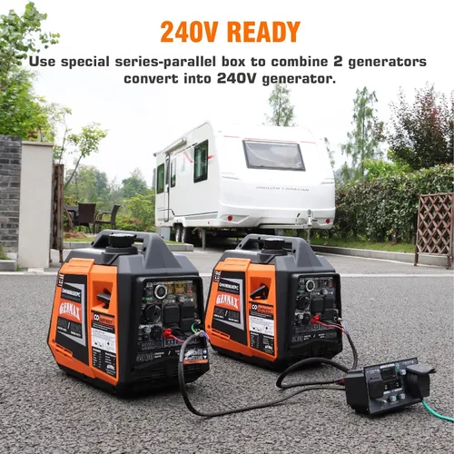 Miniatura 5 de GENMAX Generador portátil, motor de gas ultra silencioso de 1200 W, cumple con la EPA, función de modo ecológico, ultraligero para uso doméstico