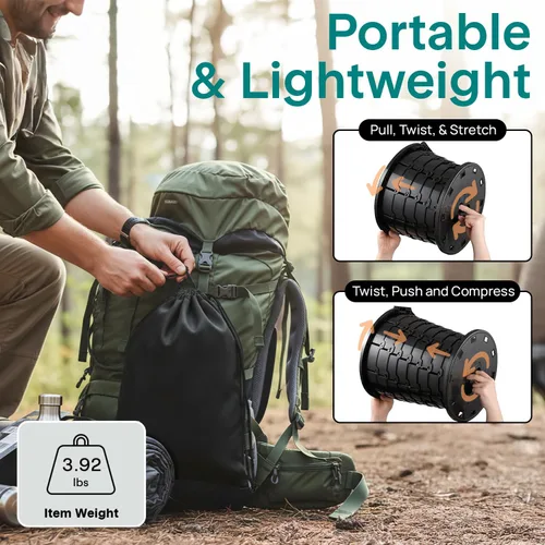 Miniatura 3 de SereneLife Asiento de inodoro plegable para campamento, altura ajustable, portátil, para viaje, con tapa, bolsa de transporte, base antideslizante