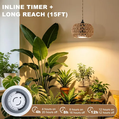 Miniatura 2 de Luces de cultivo para plantas de interior, luz de espectro completo para plantas, con temporizador y cable de alimentación de 15 pies, luces