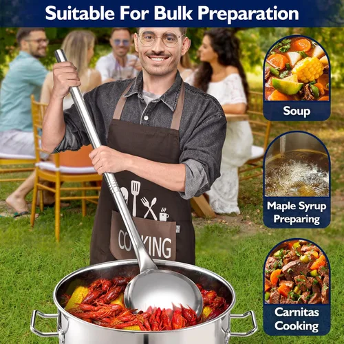 Miniatura 6 de ARC LS121 - Cuchara para hervir cangrejos de acero inoxidable de 48 pulgadas con roscas mango extraíble, cuchara de mango largo para cocinar