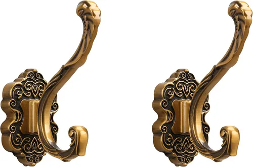 SDH Ganchos para abrigos de latón antiguo, resistentes para montar en la pared, decorativos vintage para abrigos, toallas, llaves y bolso,