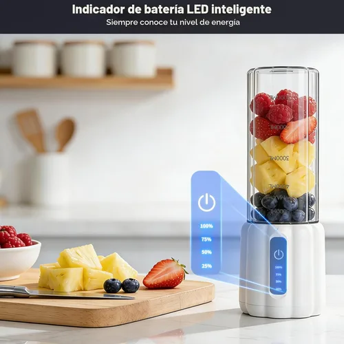 Miniatura 3 de Licuadora portátil, licuadora personal para batidos y batidos, pequeña mezcladora de jugo con pantalla LED, máquina de batido recargable USB C con 6