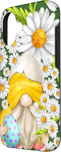 Miniatura 2 de iPhone 16 Easter Chick Gnome Graphic For Women Floral Daisy Flower Case