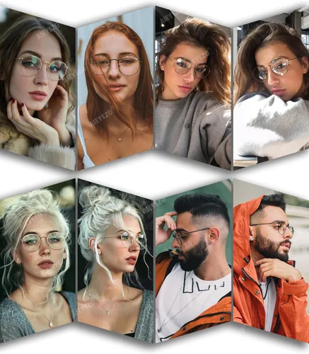 Miniatura 2 de AIEYEZO Gafas redondas para mujeres y hombres, lentes de bloqueo de luz azul, lentes circulares con marco de alambre de metal