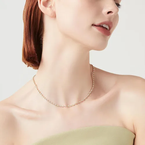 Miniatura 4 de Miabella 925 Sterling Silver Italian Solid 2.5mm Two-Tone Twisted Herringbone Chain Necklace for Women Made in Italy