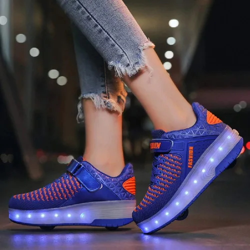 Miniatura 3 de Ehauuo Kids Two Wheels Shoes with Lights Rechargeable Roller Skates Shoes Retractable LED Flashing Sneakers Wheels Shoes for Unisex Girls Boys
