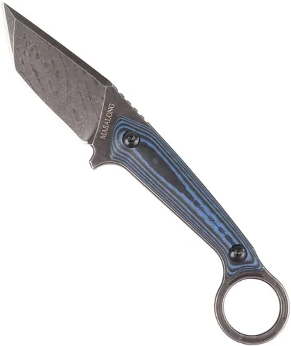 Miniatura 2 de MASALONG kni211 - Cuchillo recto táctico de hoja fija para acampar al aire libre, mango cómodo de acero D2 (negro)