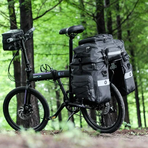 Miniatura 8 de Conjunto de bolsas de alforja de bicicleta Rhinowalk para portaequipajes de bicicleta, bolsa de sillín, bolsa de hombro, bolsa de alforja para Negro