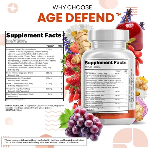 Miniatura 5 de Clean Nutraceuticals Fisetina Quercetina Resveratrol con Espermidina Extracto de Germen de Trigo - Suplemento de Salud para Adultos Longevidad
