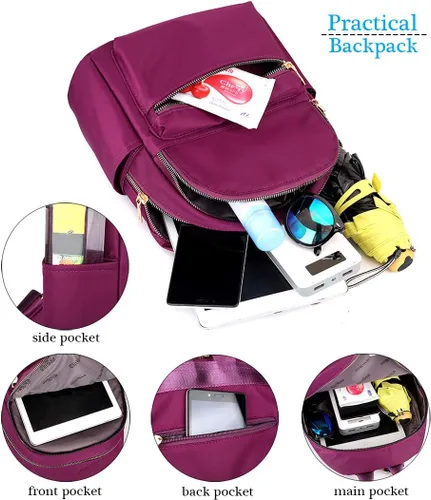 Miniatura 5 de Collsants Pequeña mochila de nailon para mujer, ligera, mini mochila de viaje, Azul, Mochilas de moda