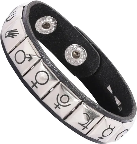Miniatura 6 de MILAKOO Punk - Pulsera de piel sintética para hombre, con botón a presión, para mujer