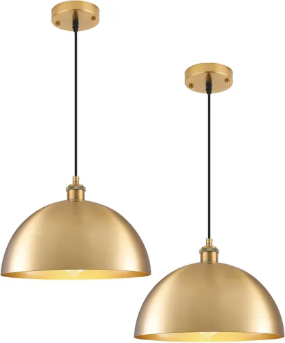 Luces colgantes doradas, lámpara colgante de granja de 11.8 pulgadas para isla de cocina, lámparas colgantes vintage para comedor, sala de estar,