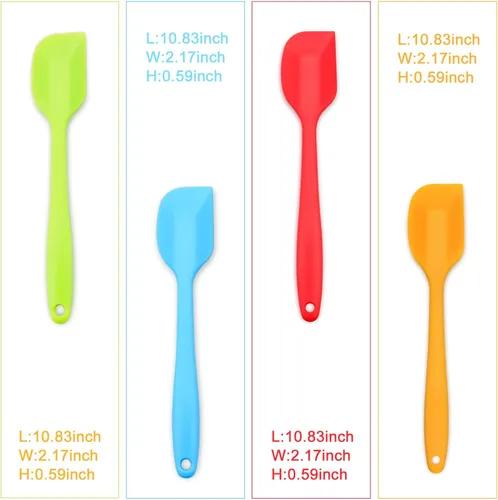 Miniatura 3 de Juego de espátulas de silicona de 4 piezas, espátulas resistentes al calor, espátulas de goma antiadherentes con núcleo de acero inoxidable