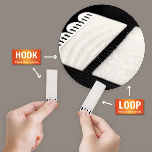 Miniatura 3 de MOVELYST 180 pares (360 tiras) tiras grandes para colgar cuadros, resistentes, cinta de gancho y bucle extraíble, libre de daños, tiras adhesivas