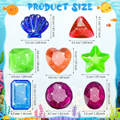 Miniatura 2 de Zhanmai 16 piezas de gemas de buceo juguetes de baño piscina hundimiento juguetes de buceo cristales verano diamante submarino para niños piedras