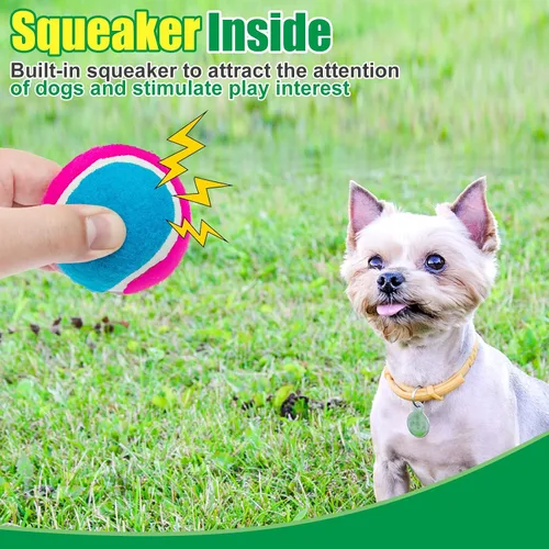 Miniatura 3 de EXPAWLORER Pelotas de tenis chirriantes para perros, paquete de 12 pelotas de perro de alta elasticidad para masticadores agresivos, juguetes