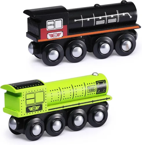 Miniatura 6 de Accesorios de set de tren de madera SainSmart Jr., set de coche de juguete magnético (10 piezas), compatible con todas las marcas principales