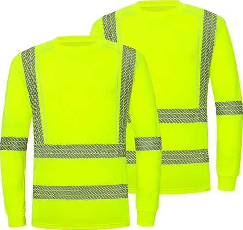 Miniatura 26 de ProtectX Camisas de manga larga de alta visibilidad, camiseta de seguridad reflectante de alta visibilidad para hombres y mujeres, camisa de Azul