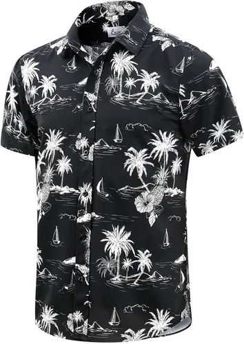 Miniatura 51 de EUOW - Camisas hawaianas para hombre de manga corta con botones, estampadas para la playa y el verano