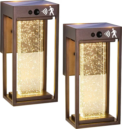 Miniatura 9 de Luz de Pared Solar para Exterior con Sensor de Movimiento de 3 Modos, Sconce Exterior de Cristal con Luz LED de 4000K 250LM para Puerta Frontal