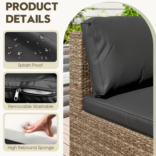 Miniatura 2 de LHBcraft Juego de muebles de patio de 7 piezas, seccionales para exteriores, tejido manual para todo tipo de clima, sofá seccional de mimbre de Ye-bk