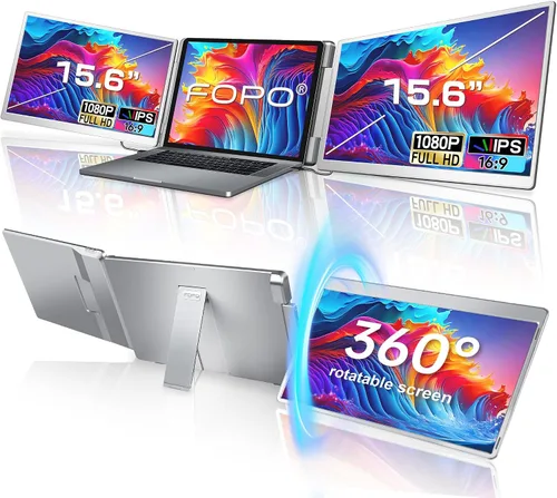Extensor de Pantalla Triple para Portátil de 15.6, Extensor de Monitor para Portátil con Pantalla Izquierda de Rotación 360°, Monitor Triple Plug