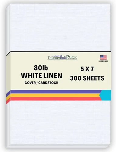 Miniatura 13 de 100 hojas de papel de cubierta de lino blanco brillante 80# – 4.5 x 6.5 pulgadas, invitación 1/2 pulgada más pequeña que 5 x 7 – peso de tarjeta