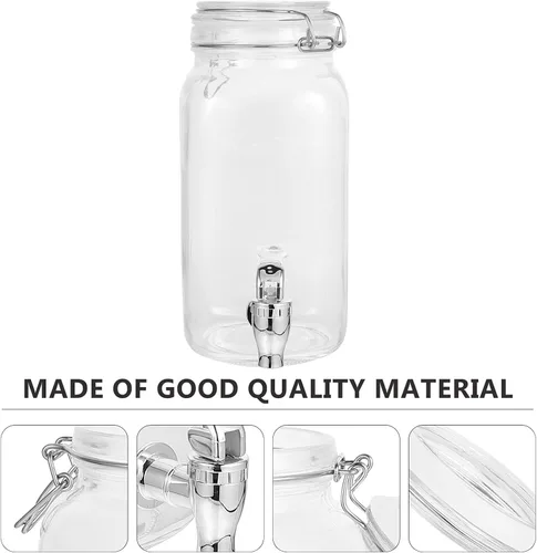 Miniatura 9 de Luxshiny Dispensador de bebidas con espita frigorífica botella de refrigerador dispensador de bebidas de vidrio con grifo dispensador de bebidas
