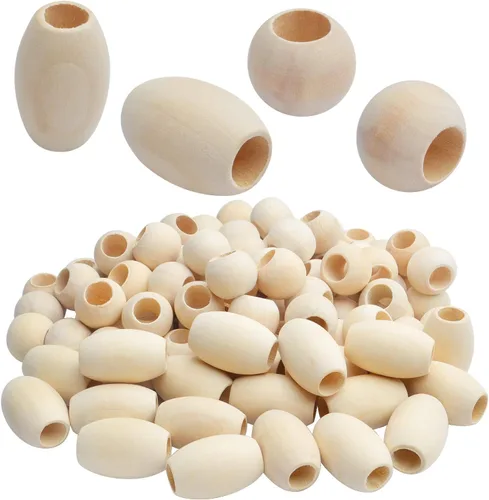 Cuentas espaciadoras de madera natural, 100 cuentas de tubo sin terminar de agujero grande para decoraciones hechas a mano, pulseras, colgantes y