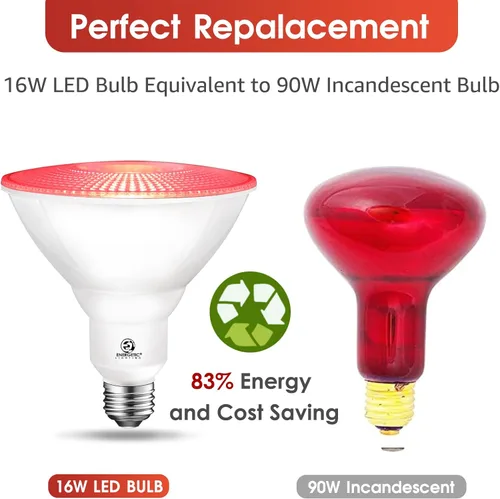 Miniatura 3 de Energetic - Bombilla LED Par38 roja para exteriores, 16 W (equivalente a 90 vatios), regulable, base E26, para Navidad, Halloween, decoración