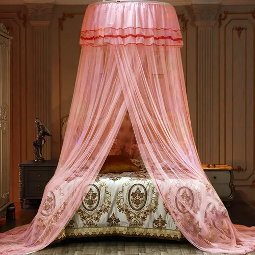 Jolitac Dosel de Cama Mosquitera de Encaje para Camas de Niñas, Tienda de Juego de Princesa Única Doseles de Malla Cúpula Grande de Encaje Cortinas