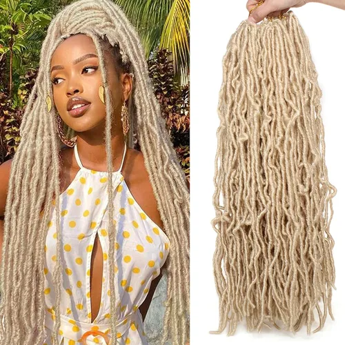 Miniatura 12 de Leeven Nuevas Trenzas de Ganchillo de Cabello con Locs Falsos Suaves de 24 Pulgadas de Largo Locs de Diosa Desgastados 6 Paquetes Negro Natural