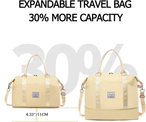 Miniatura 11 de Bolsa de gimnasio con bolsillo húmedo, bolsa de viaje plegable para mujer, bolsa de viaje impermeable para viajes, gimnasio, yoga