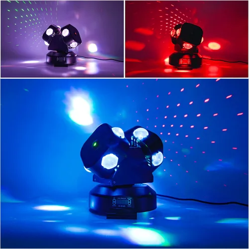 Miniatura 12 de Luz de cabeza móvil para DJ con haz giratorio, luz de escenario, activada por sonido, DMX512, perfecta para DJ, KTV, discoteca, fiesta, boda
