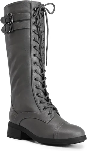 Miniatura 8 de DREAM PAIRS - Botas de poliuretano a la rodilla para mujer, estilo de equitación o combate