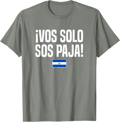 Miniatura 31 de Camiseta Vos Solo Sos Paja Salvadoran Slang Bandera de El Salvador, Negro