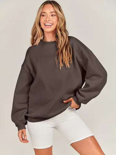 Miniatura 7 de ANRABESS Sudadera de gran tamaño para mujer, cuello redondo, Y2K, con forro polar, casual, cómoda, ropa de otoño 2025