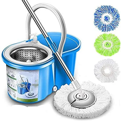 Miniatura 8 de SIMPLI-Magic Trapeador giratorio de 360° y cubo con escurridor - 3 cabezales lavables de microfibra de alta absorción - Juego de trapeador giratorio