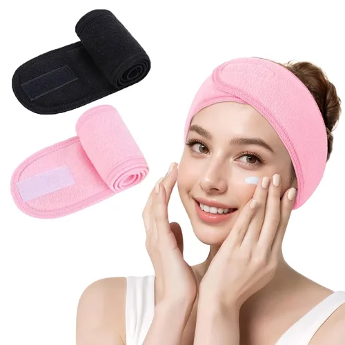 Miniatura 11 de LADES Diadema facial de spa para mujer, tela de rizo suave con gancho y bucle ajustables, ajuste cómodo y seguro para cuidado de la piel
