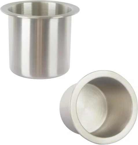 Miniatura 10 de 2 Piezas Portavasos Empotrados, Portavasos Automotrices de Acero Inoxidable 304, Soporte para Bebidas de Mesa de Póquer Negro de 3.3 Pulgadas, Mesa