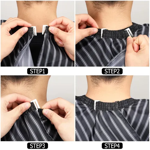 Miniatura 3 de FEBSNOW Capa profesional de corte de cabello con cepillo para el cuello, capa de peluquería de salón, accesorios de corte de cabello (rayas negras)