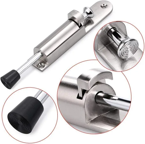 Miniatura 5 de CertBuy - Paquete de 2 topes de puerta abatibles, de acero inoxidable, fácil escalón, con resorte, telescópico, cerraduras de puerta ajustables