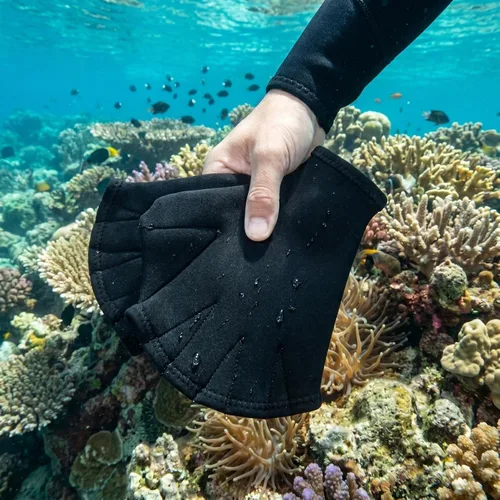 Miniatura 8 de BESPORTBLE Guantes de malla acuática para natación, entrenamiento acuático, resistencia al agua, ajuste acuático de entrenamiento acuático, palas