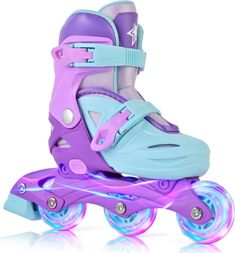 Miniatura 22 de 2PM SPORTS Patines en línea para niños y niñas de 4 a 8, 6 a 12 años, con ruedas iluminadas, cuchillas ajustables para niños y jóvenes principiantes
